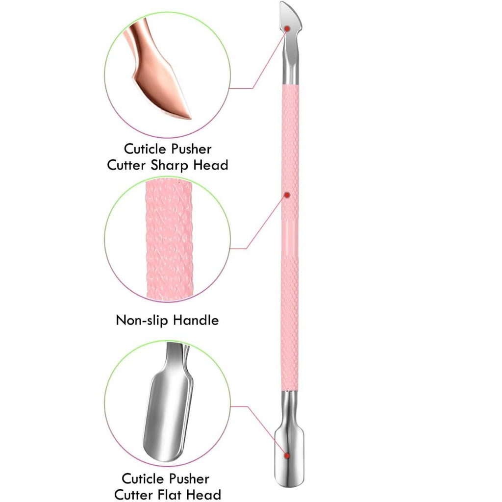 Pink Cuticle Pusher and Cutter Remover