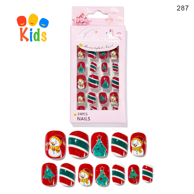 Mini Press On Nails For Kids 24Pcs-12 Size