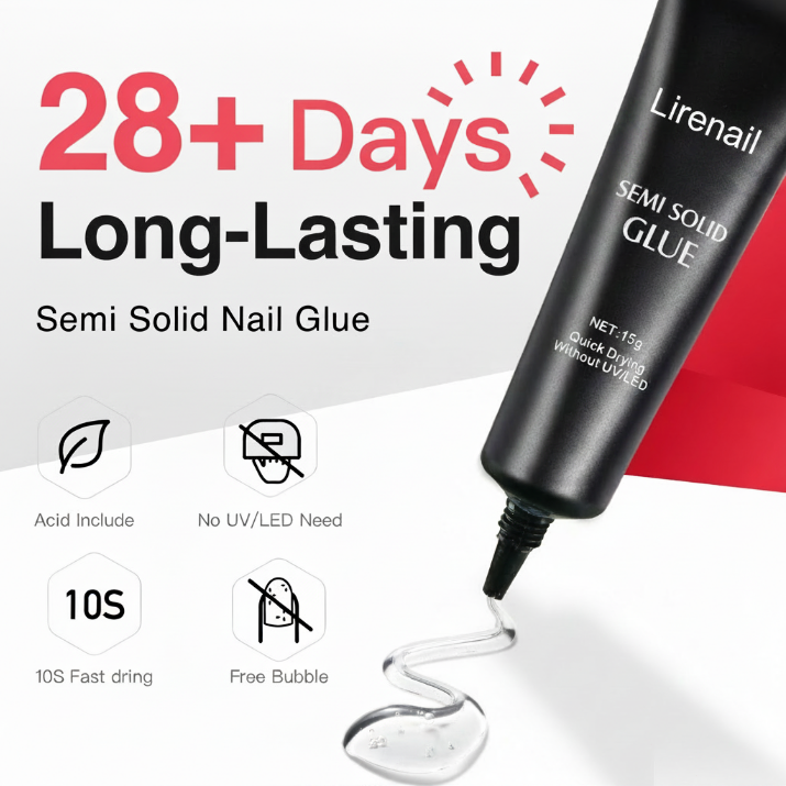 15g Semi solid glue New Upgrade Super Strong Quick drying without cure nail glue