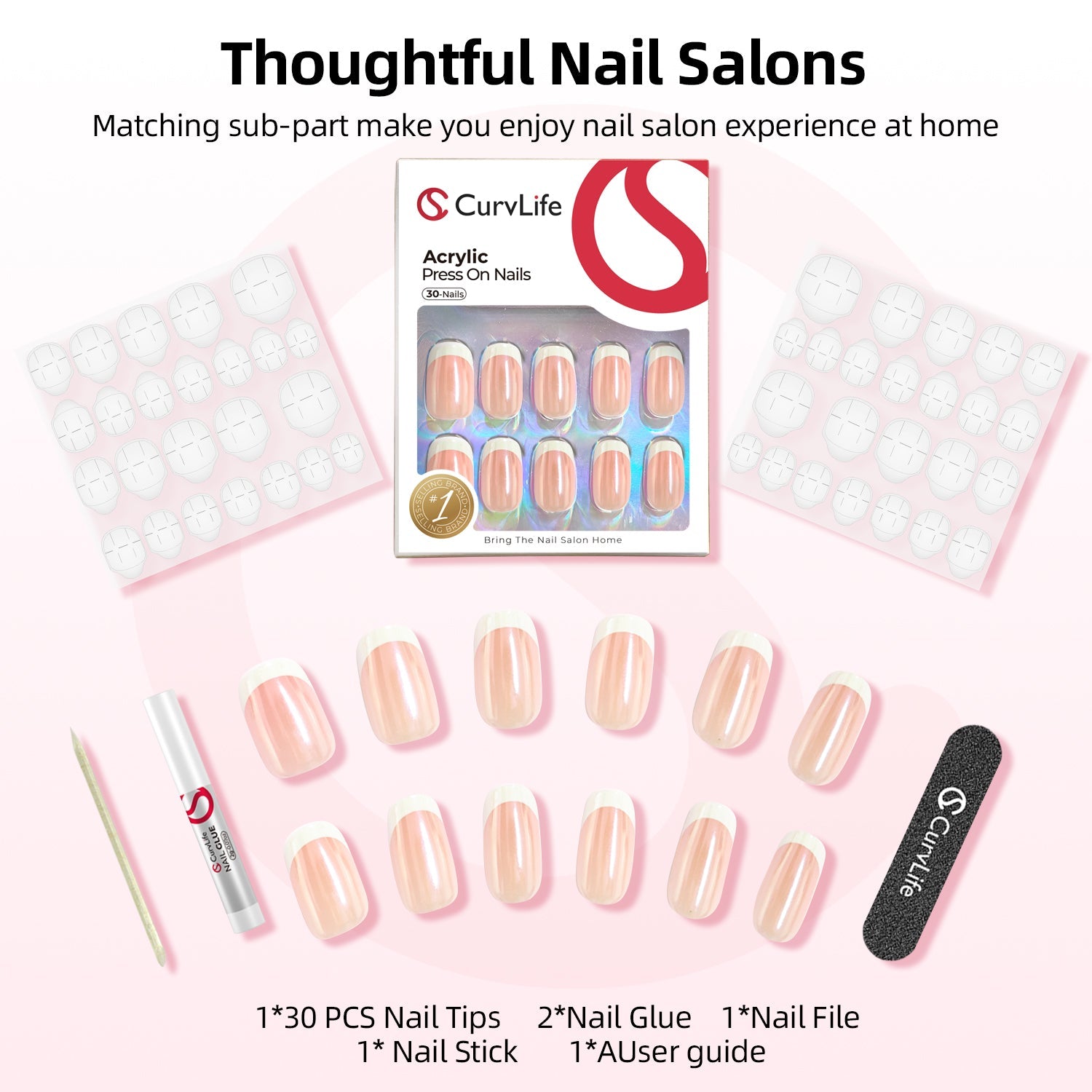 15 Sizes-30 Pcs Acrylic Press on nails X0046ZVDHF