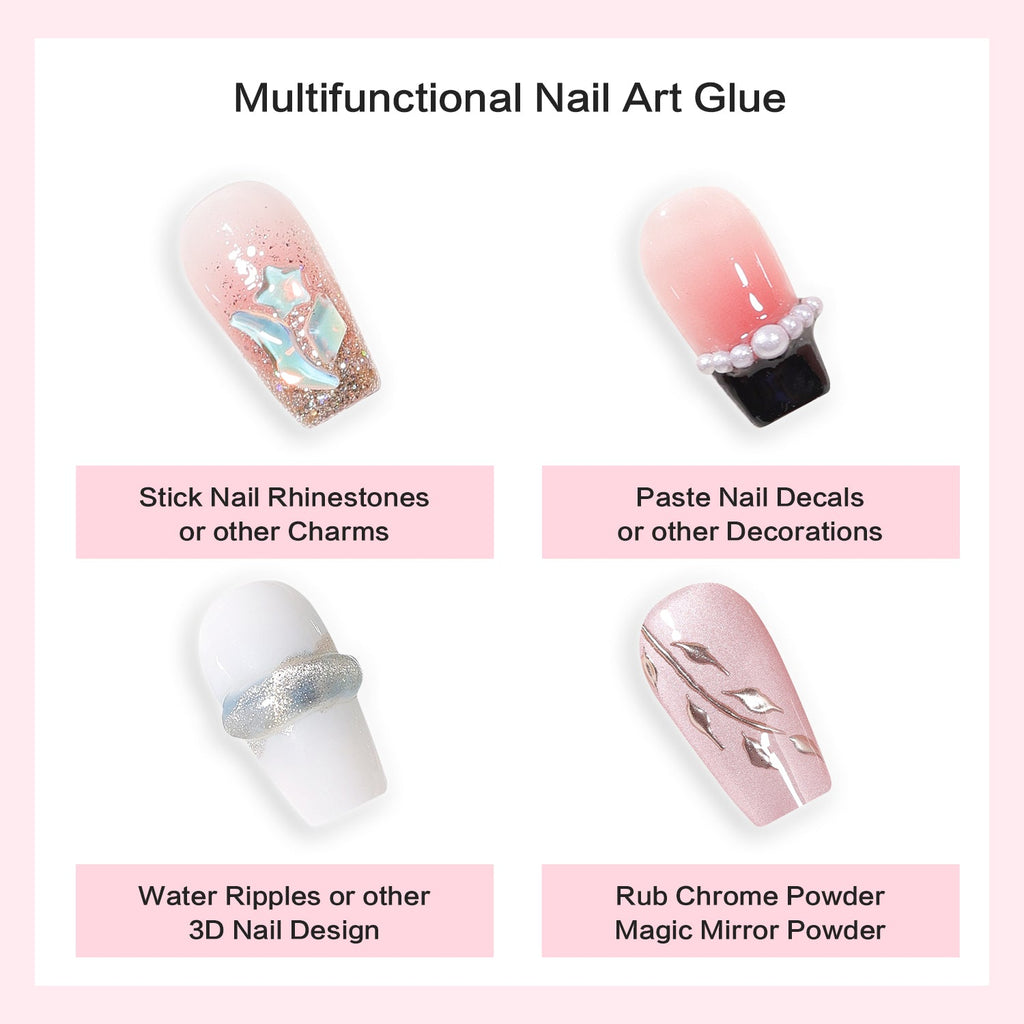 4 in 1 Nail Art Glue Rhinestones 3D Designs and Decorations