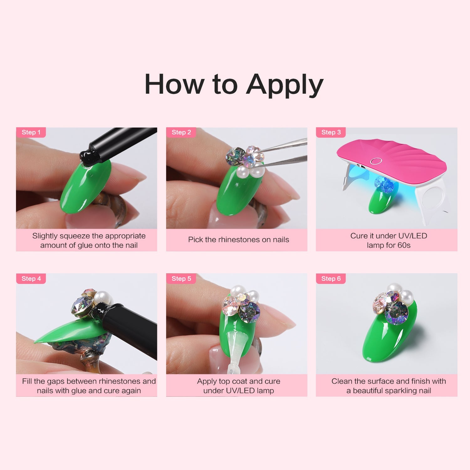4 in 1 Nail Art Glue Rhinestones 3D Designs and Decorations