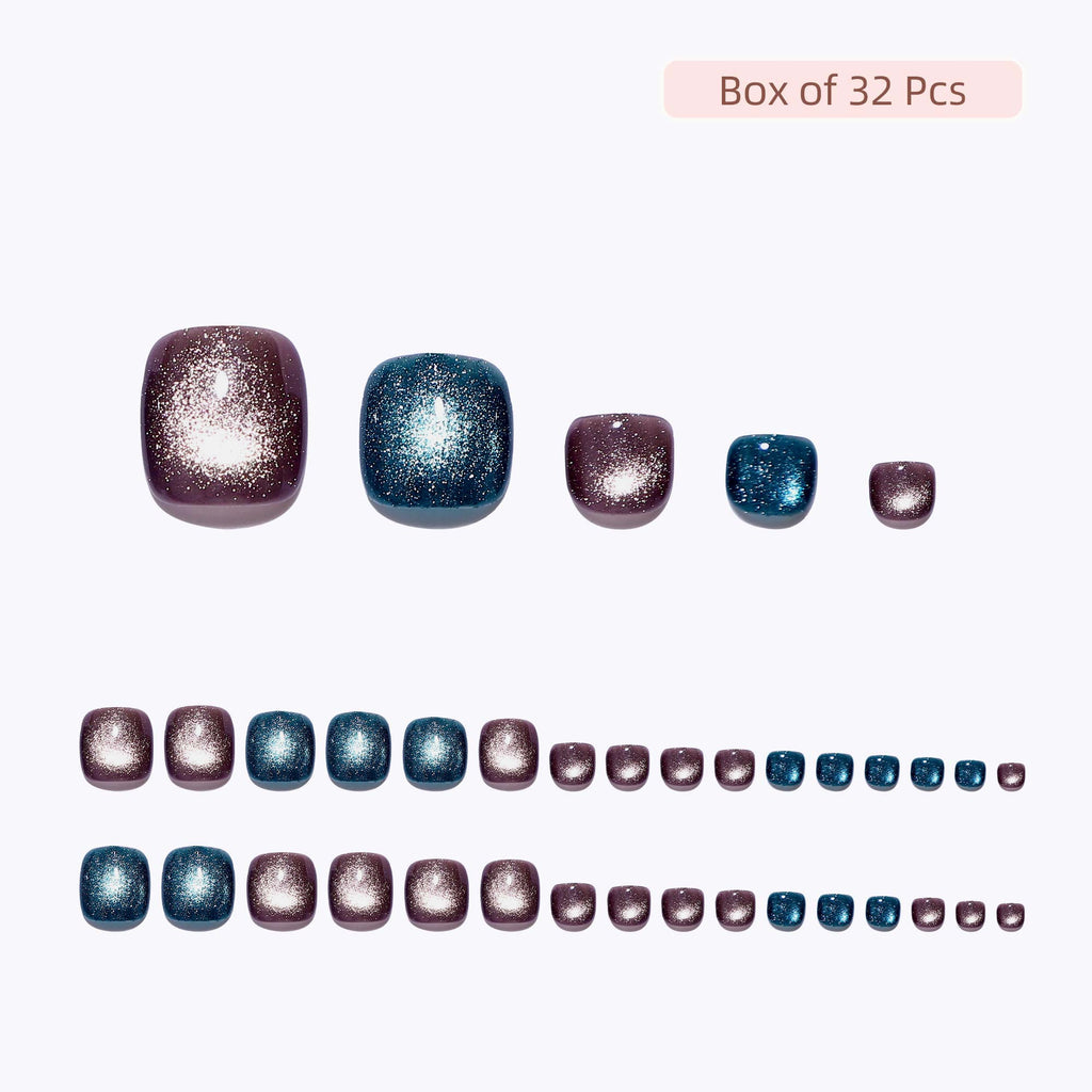 32 Pcs-16 Sizes Kit Press On Toe nails T176