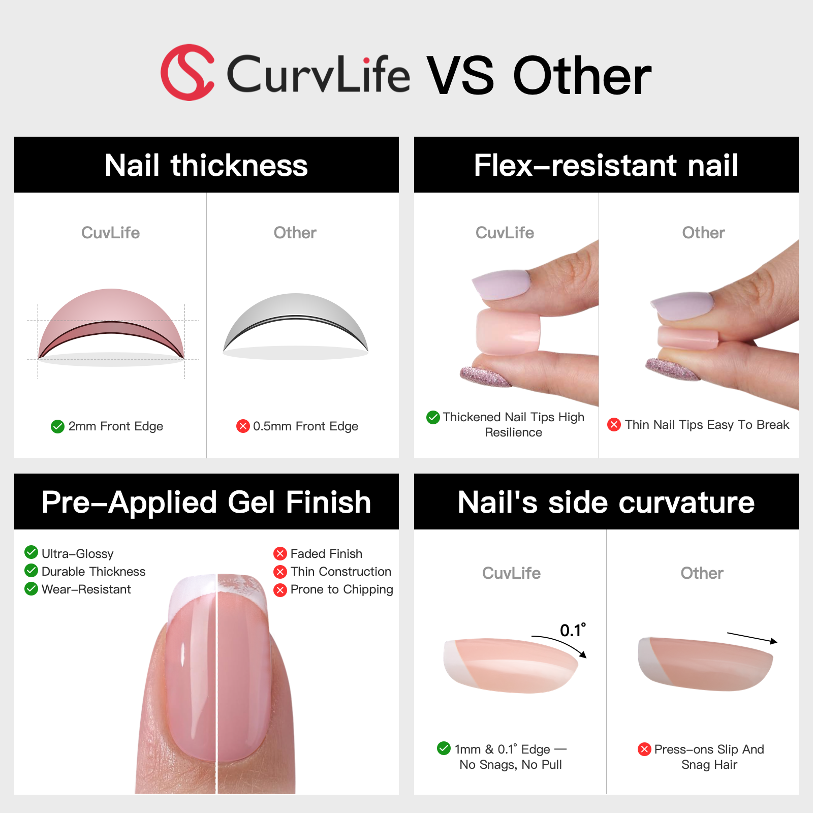 Gel Press On Nails 16 Sizes-32 Pcs A437