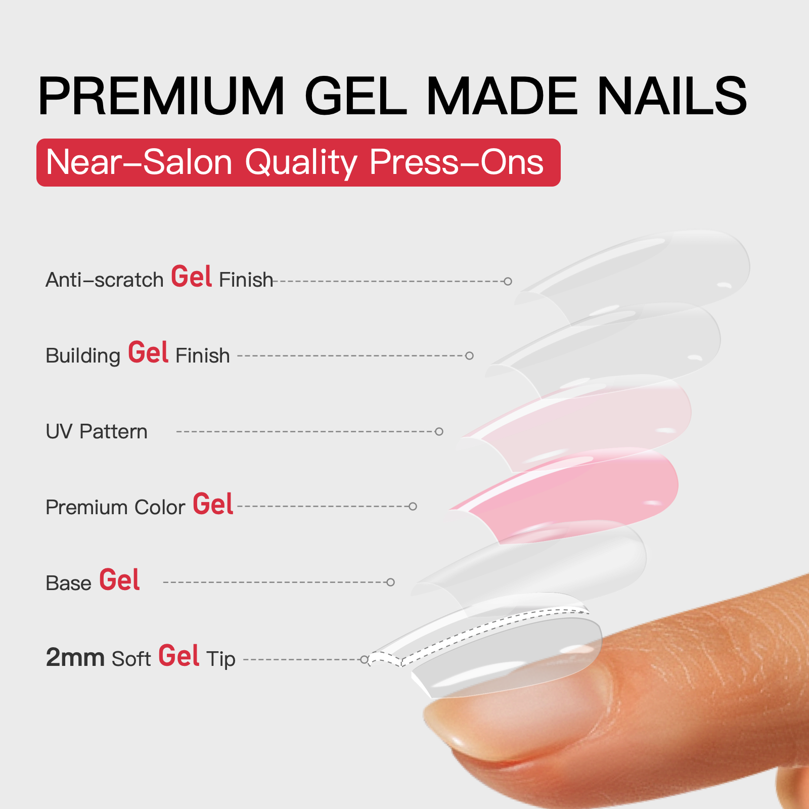 Gel Press On Nails 16 Sizes-32 Pcs W064