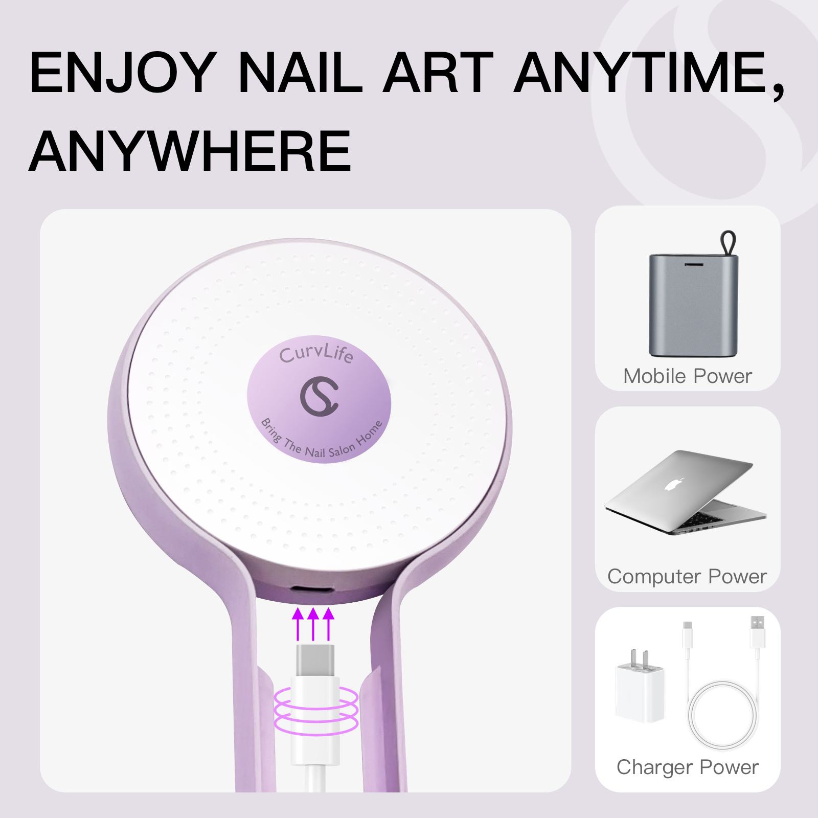 Portable UV nail curing lamp
