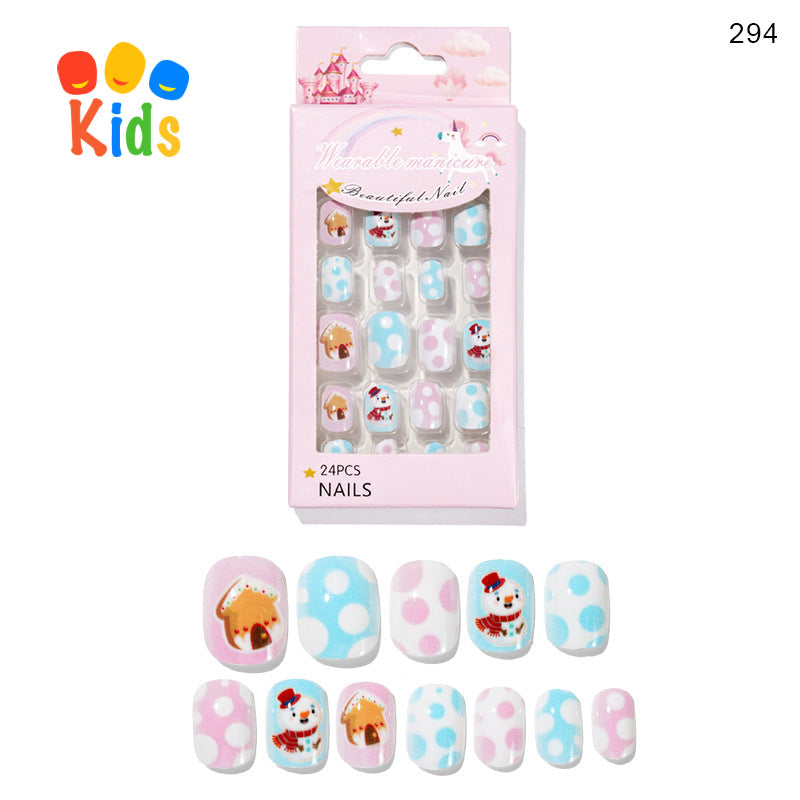 Mini Press On Nails For Kids 24Pcs-12 Size