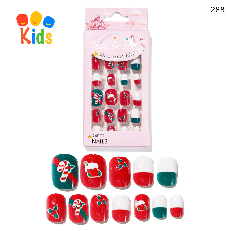 Mini Press On Nails For Kids 24Pcs-12 Size