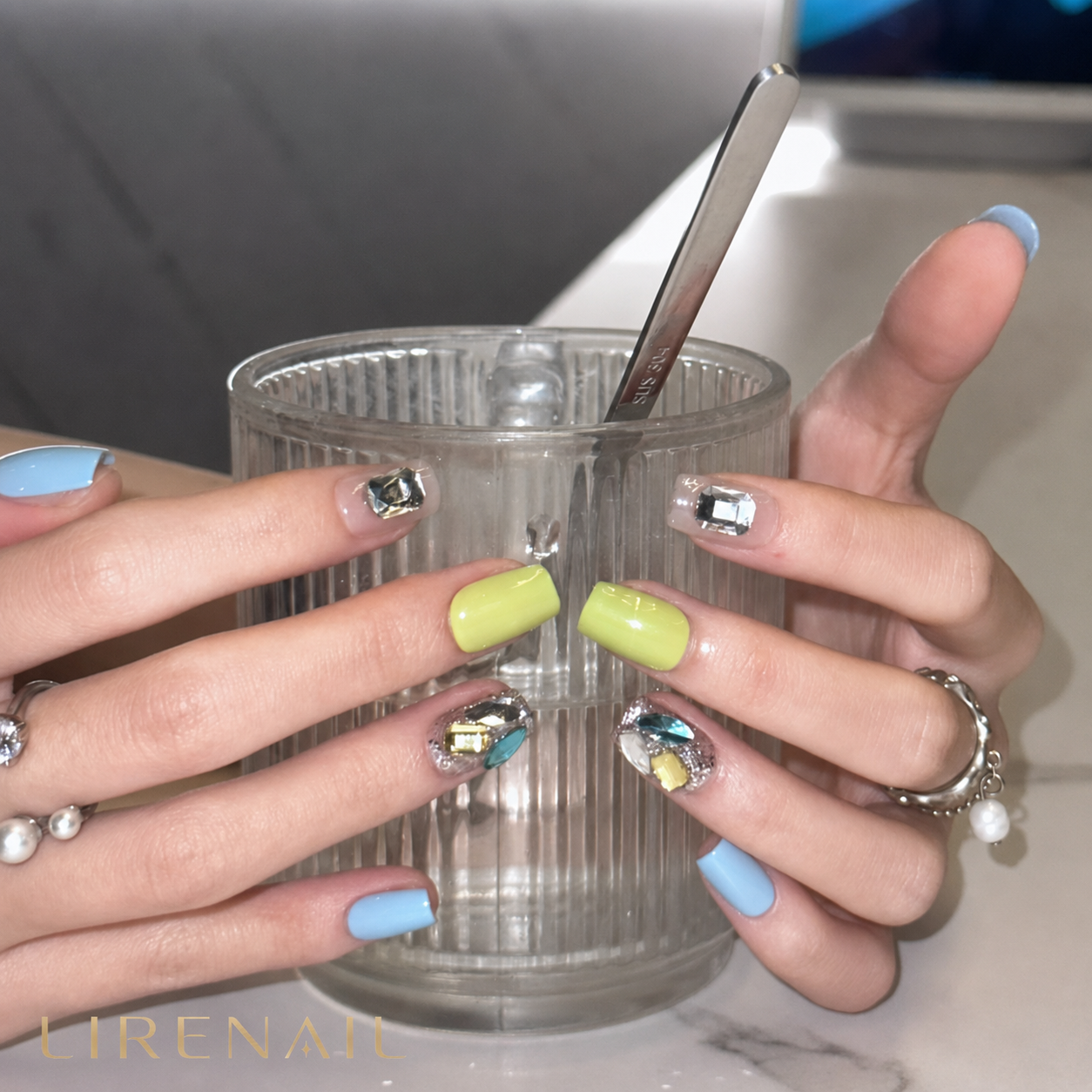Prism Parade – Multicolor Gem Press-On Nails