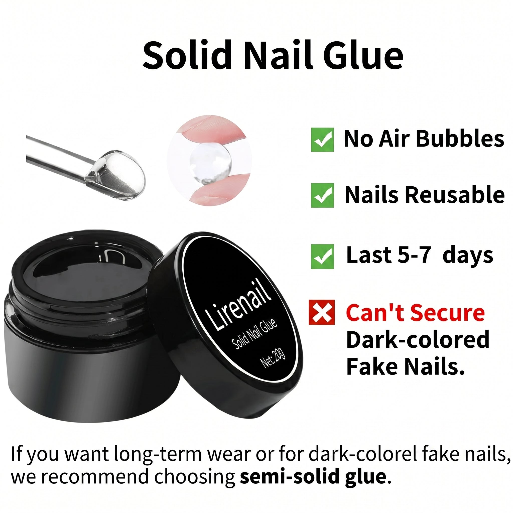 Solid Nail Gel Glue For Nail Tips and press on nail nail glue