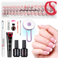French Tip Kit -  Gel Top and Base Coat. UV Lamp Nails Glue Manicure press on nails