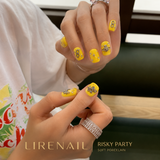 Risky Party – Yellow Crystal Bow Press-On Nails