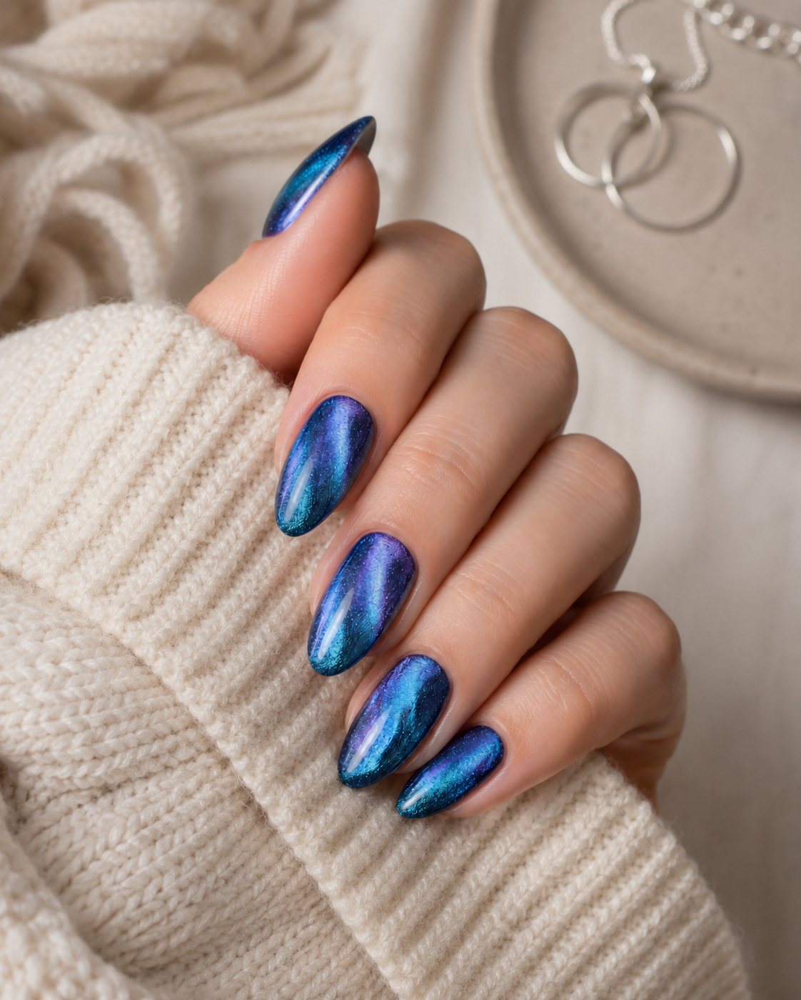Aurora Blue Cat Eye – Almond