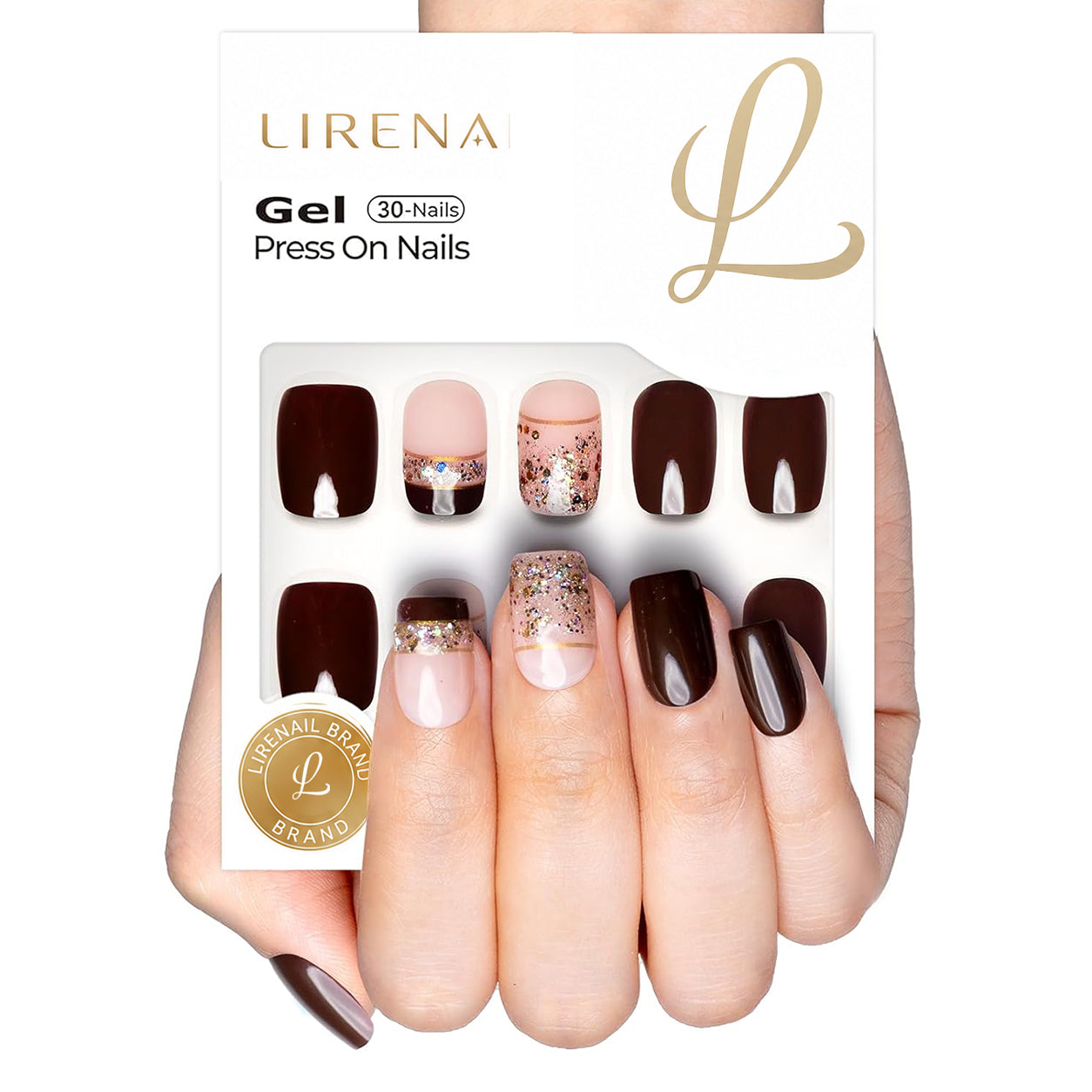 Autumn Glow short squoval soft gel press-on nails