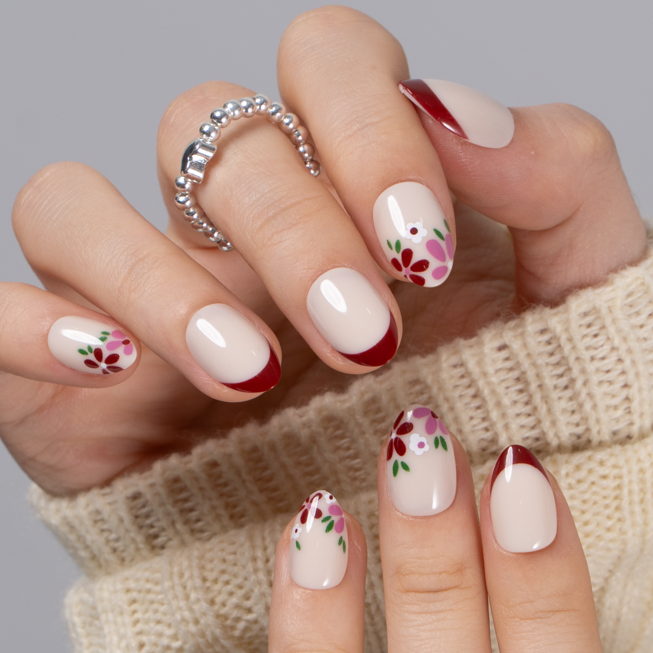 Wine Petal RS Almond almond press-on nails