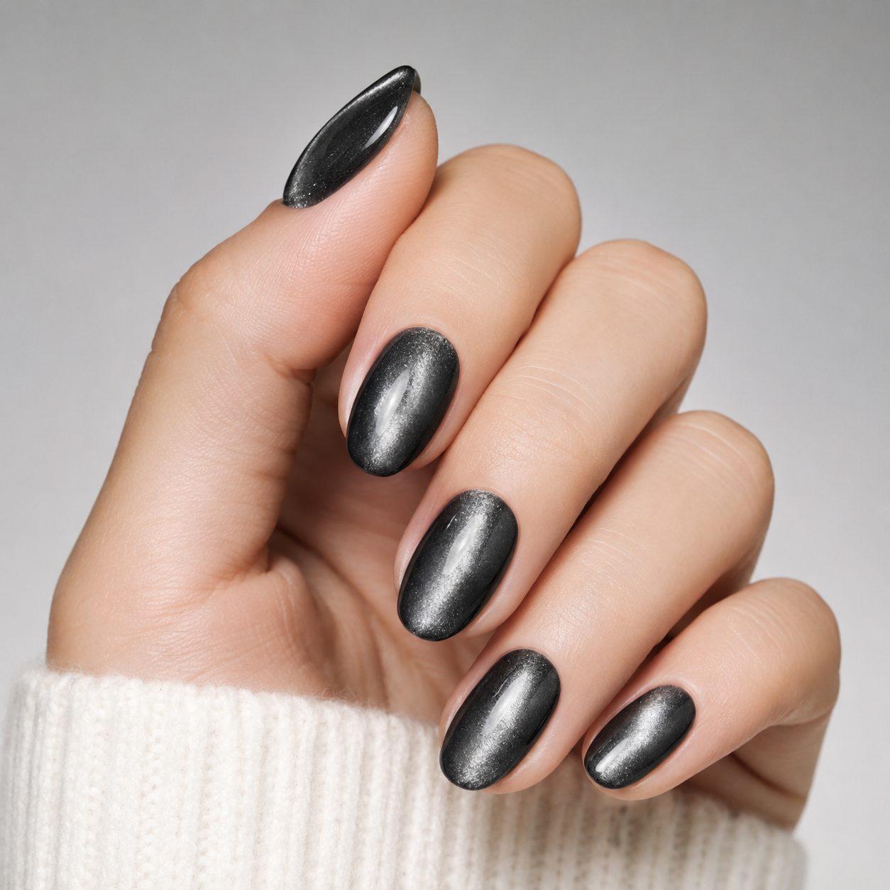 Black Cat Eye – Almond Press-On Nails