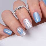 Blue Flutter S Squoval squoval press-on nails
