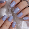 Blue Magic Rose short squoval press-on nails