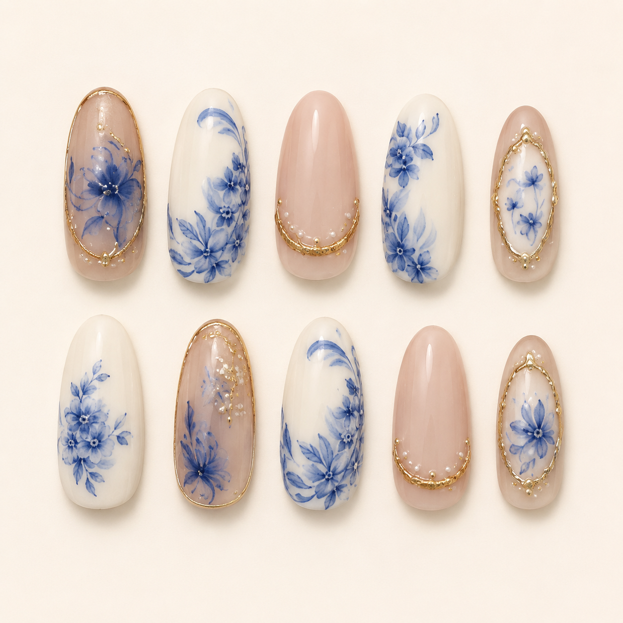 White Oval Short press-on nails by Lirenail - side view