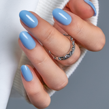 Blue Whisper S Oval oval press-on nails