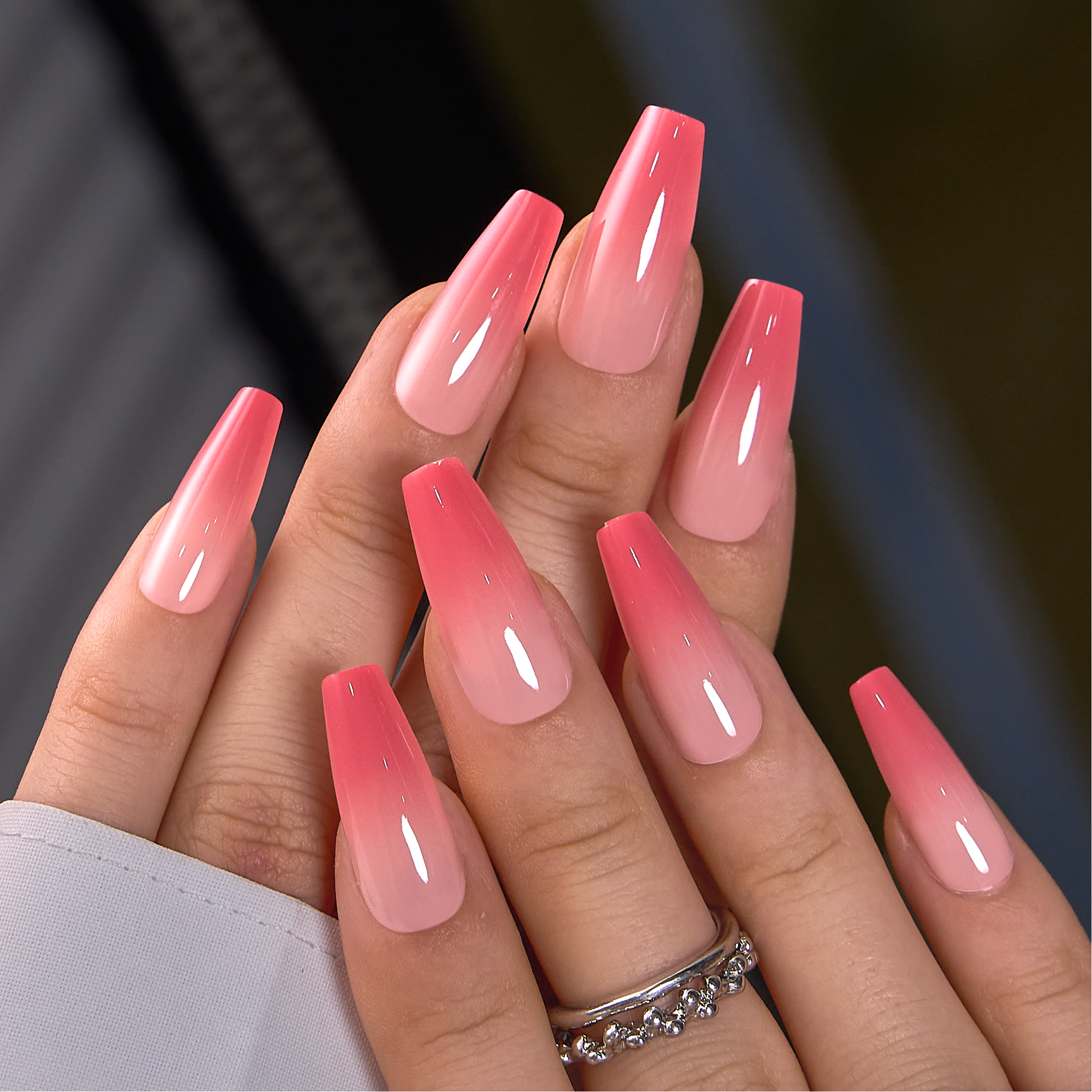 Blush Flow L Coffin coffin press-on nails
