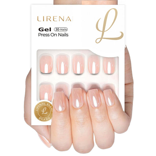 Blush Glossy short squoval soft gel press-on nails