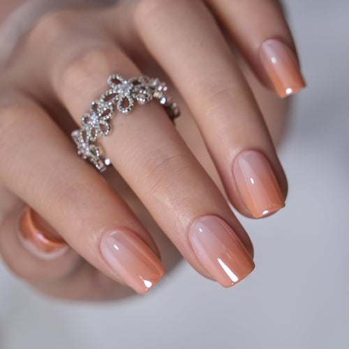 Blush Satin S Squoval short squoval press-on nails