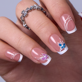Butterfly French medium squoval press-on nails