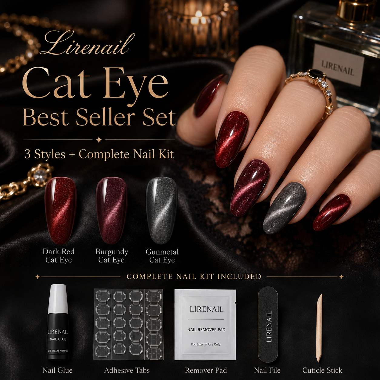 Starter Cat Eye Kit – 3 Styles + Nail Tools
