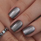 Charcoal Glitter short squoval press-on nails