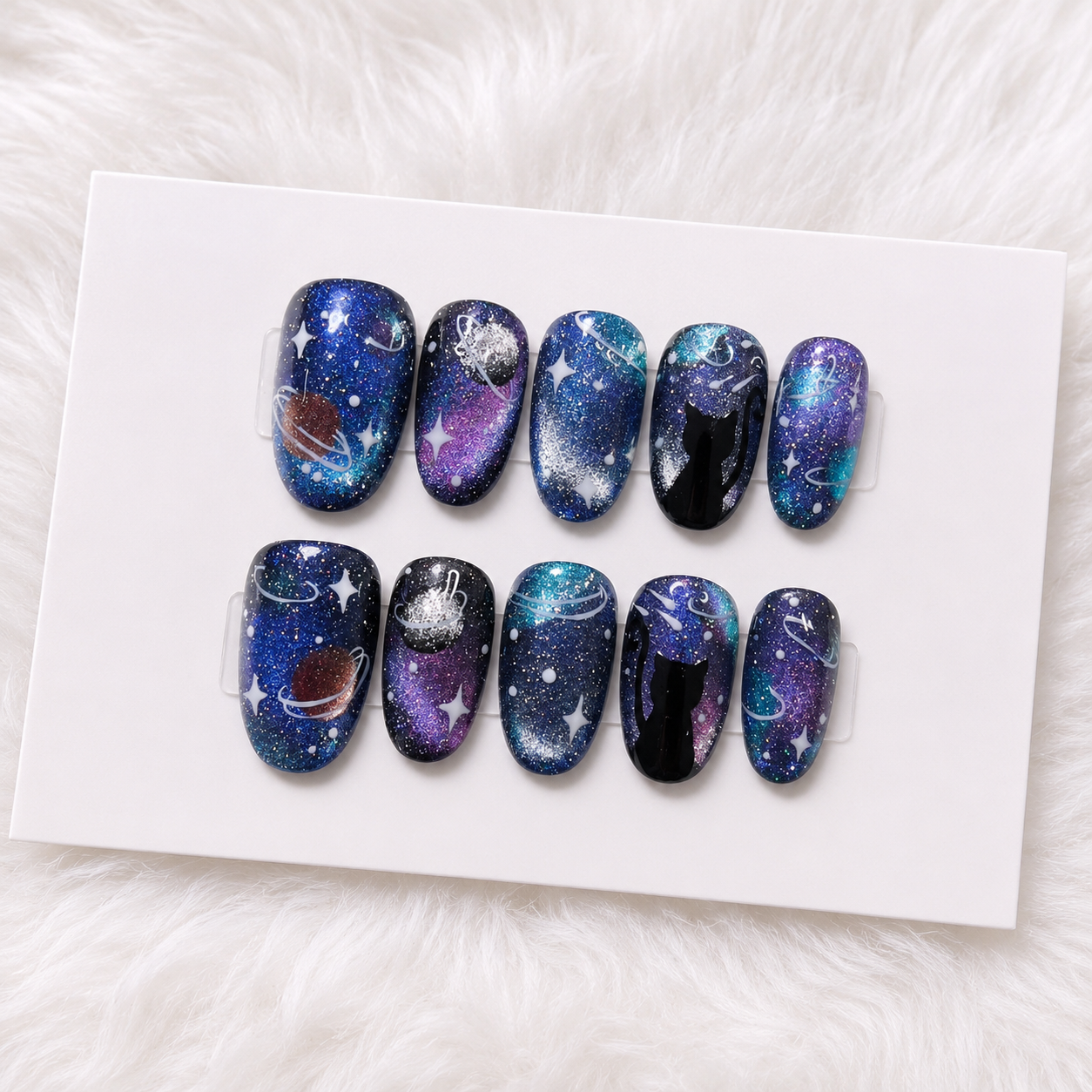 Cosmic Cat Galaxy Press-On Nails