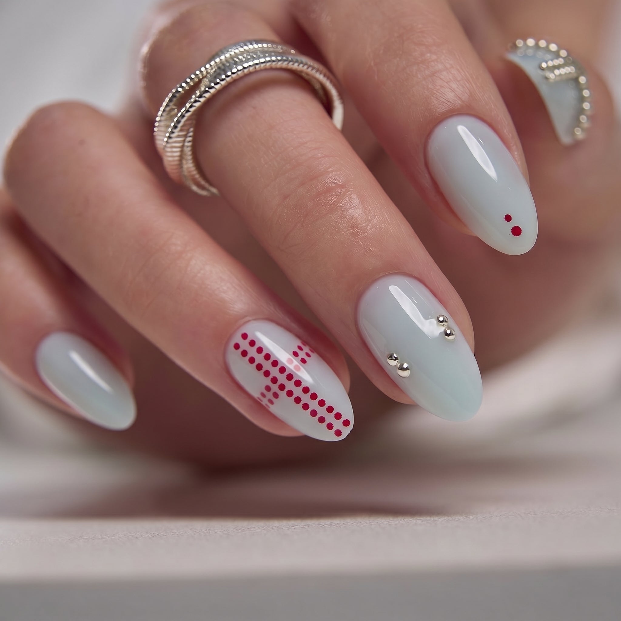 Crystal Breeze S Almond short almond press-on nails