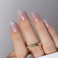 Crystal Drip short almond press-on nails