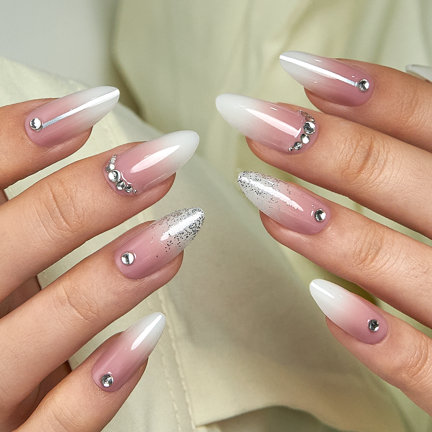 Designer S Pick Crystal Veil L stiletto press-on nails