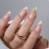 Designer s Pick | Golden Ribbon M Almond short almond press-on nails