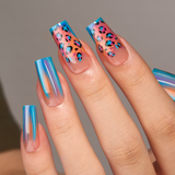 Designer S Pick Laser Leopard long square press-on nails