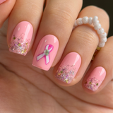 Designer S Pick Weet Bow Sparkle medium squoval press-on nails