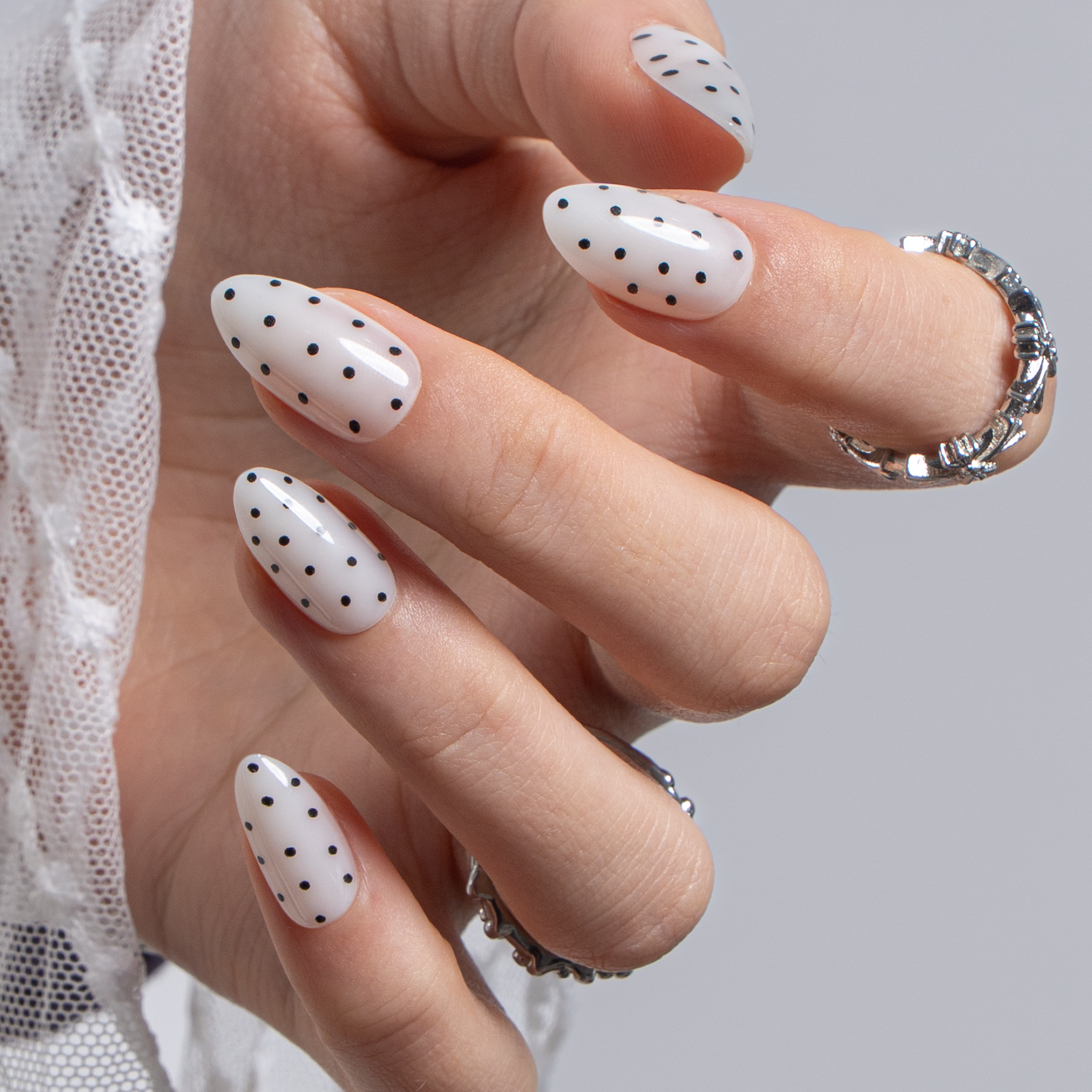 Dot Affair S Almond almond press-on nails
