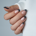 Dot Noir short almond press-on nails