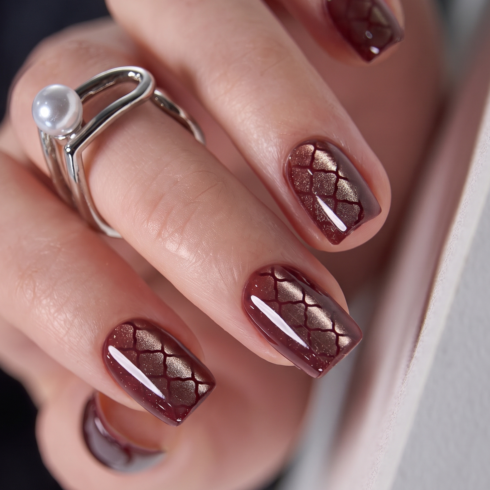 Dragon Ruby - S Squoval short squoval press-on nails