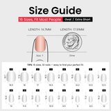 Dual Charm Rs squoval press-on nail size guide