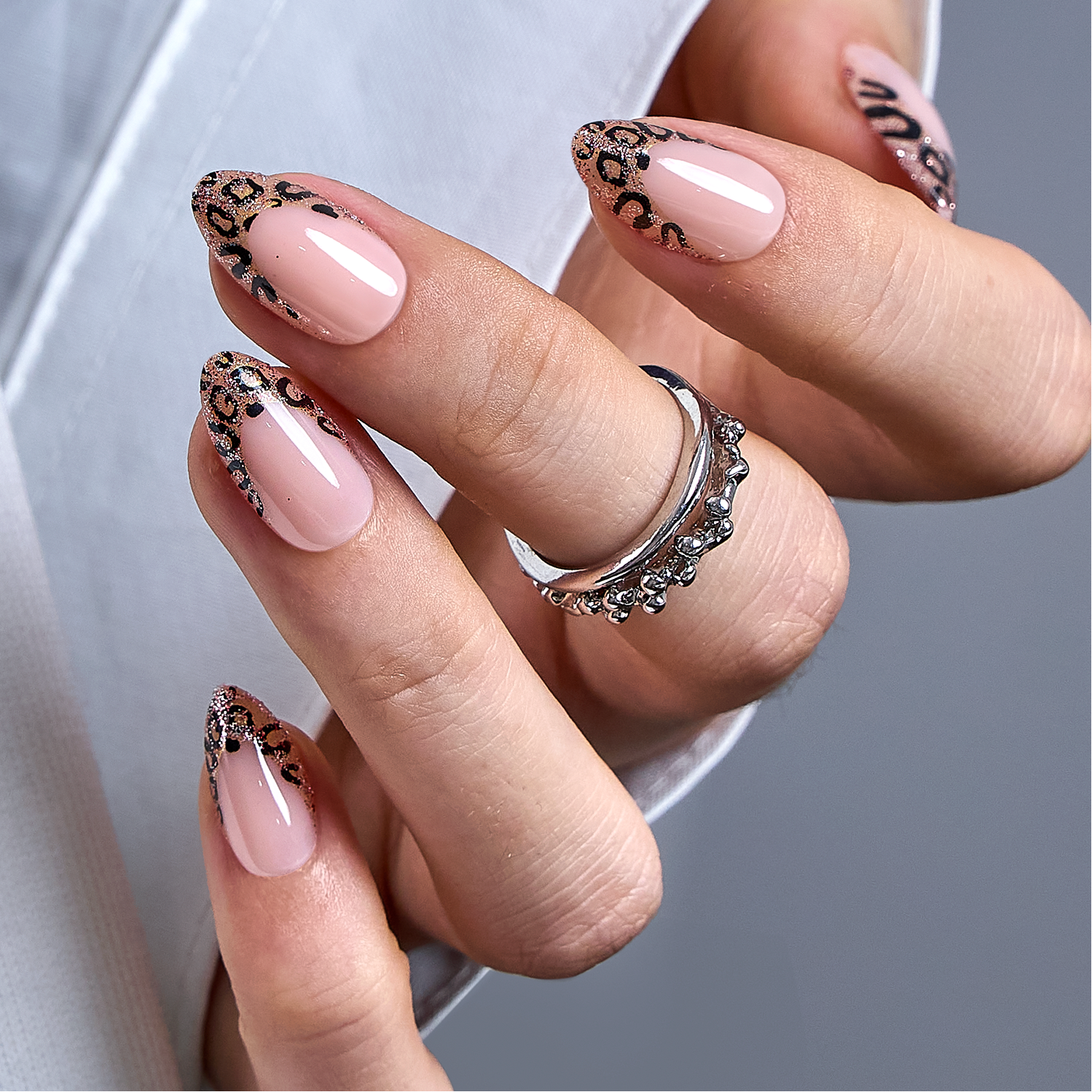 Fierce French short almond press-on nails