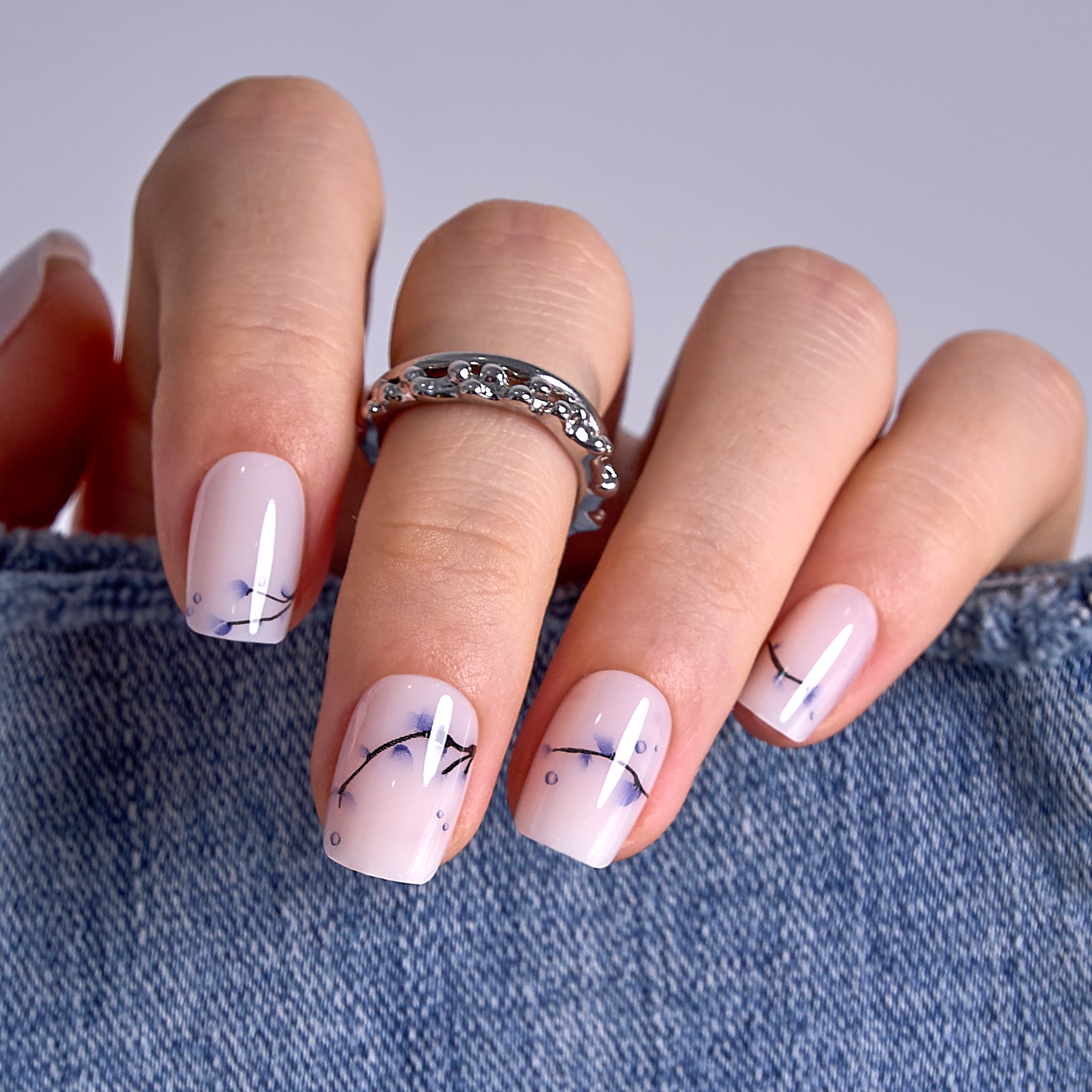 Floral Vines short squoval press-on nails