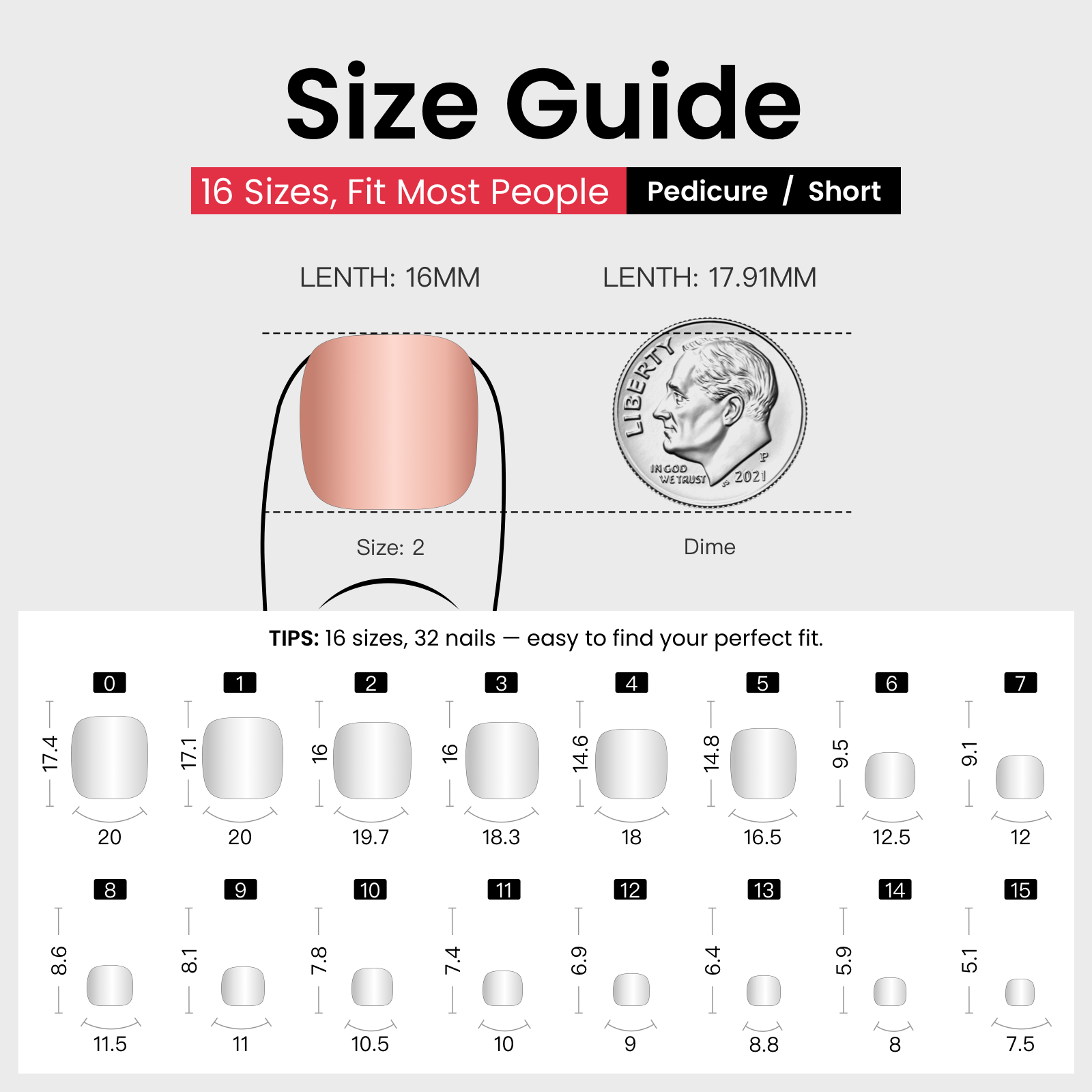 French Pearl - Squoval Toenails squoval press-on nails