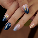 Galaxy Glow Muse short almond press-on nails