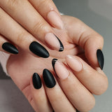 Line Art – short Almond press-on nail size guide