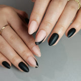 Line Art – short Almond press-on nail size guide