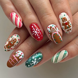 Gingerbread Spark short oval Ver 2 press-on nails