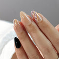 Golden Elegance short almond press-on nails