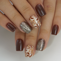 Golden Mocha short squoval press-on nails